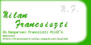 milan francsiszti business card